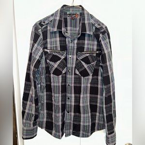G By Guess Plaid Snap Long Sleeve Shirt Size M